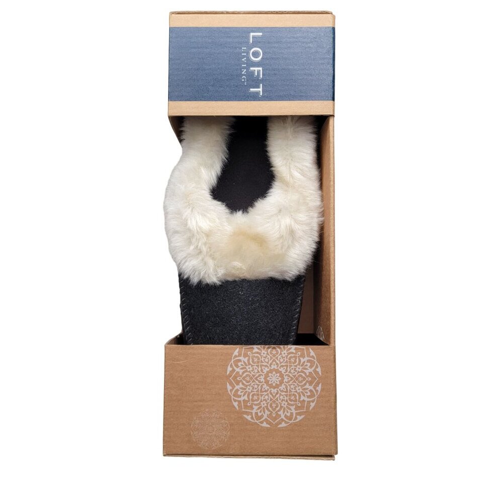 Loft Living Womens Memory Foam Slippers Med 7-8 Blue Faux Fur Non-Skid - Picture 4 of 6